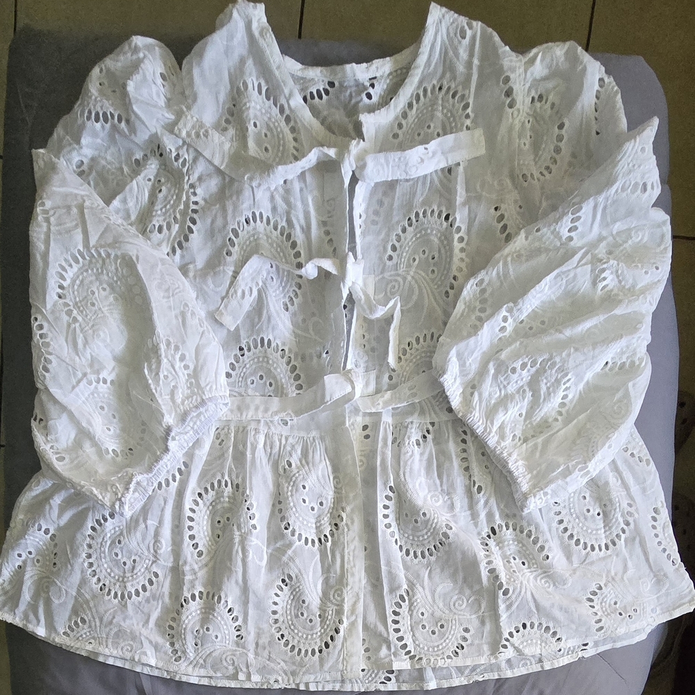 White Eyelet Lace Blouse